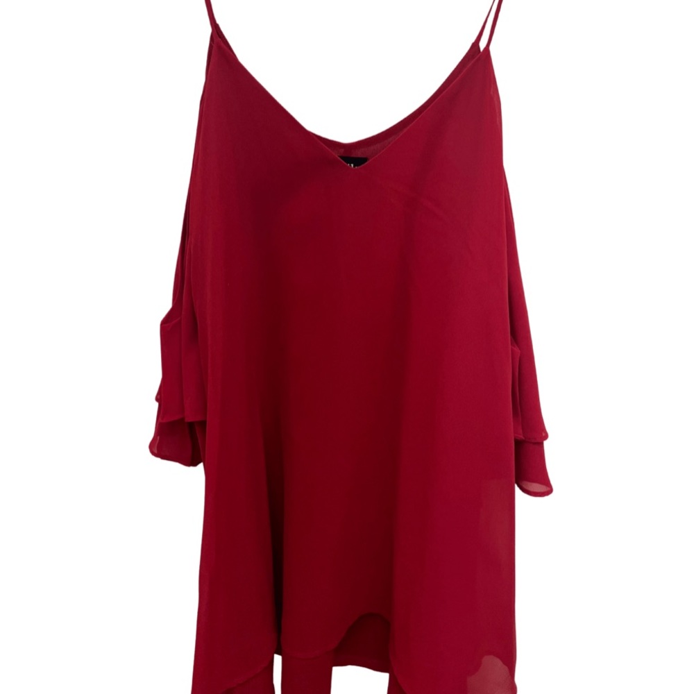 Red Cold Shoulder Blouse HOLIDAY!